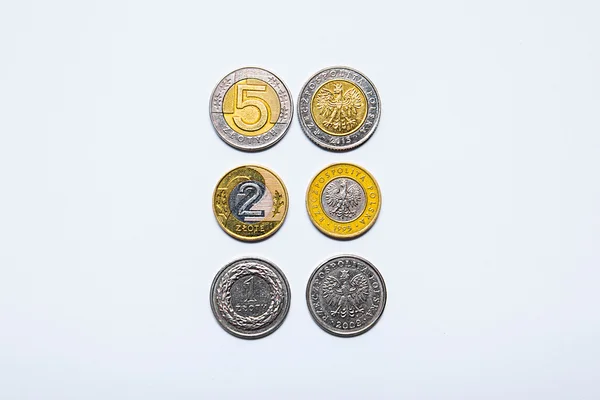 Monedas de dinero polaco dinero europeo — Foto de Stock