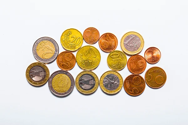 Monedas de dinero en euros — Foto de Stock