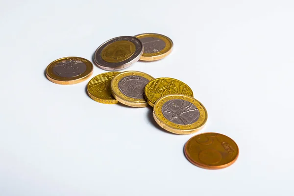 Monedas de dinero en euros — Foto de Stock