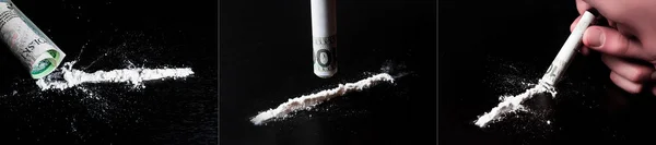 Man gebruikt drugs via de bankbiljet geïsoleerd — Stockfoto