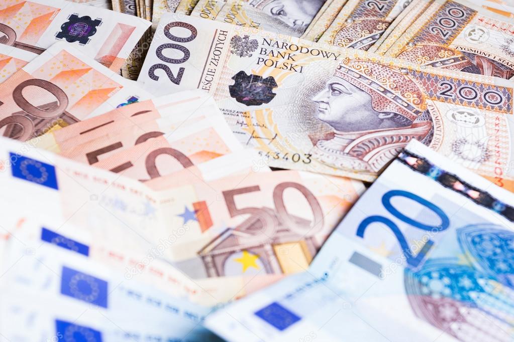 Money euro coins and banknotes background