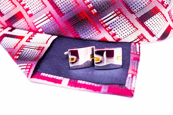 Kol düğmeleri üzerinde bir kravat — Stok fotoğraf