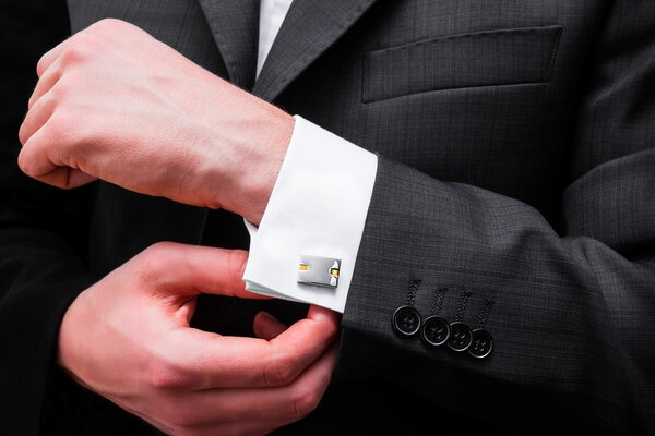 cuff links on a tie