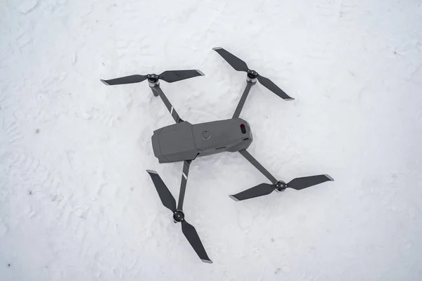 Widok Góry Dji Mavic Pro Drona Śniegu Korzystanie Drona Zimą — Zdjęcie stockowe