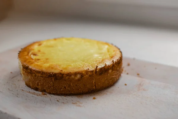 Banana Torta Fiocchi Latte Sul Tavolo Legno Cibo Sano — Foto Stock