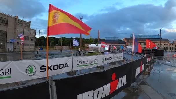 Таллинн Эстония Сентября 2020 Года Ironman Tallinn Finish Area Port — стоковое видео