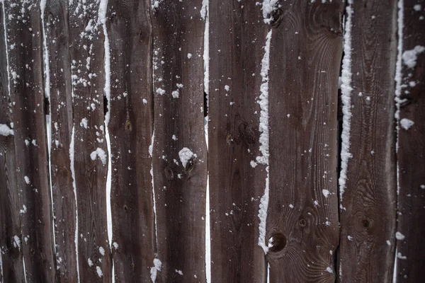 Snö Ett Trästaket Efter Snöfall — Stockfoto