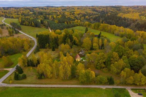 Prachtig Herfstlandschap Buurt Van Een Kleine Estse Stad Rouge — Stockfoto