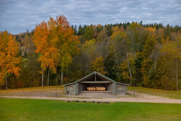 Old Rural Wooden Open Air Stage Edge Nightingale Valley Autumn — Stock Photo, Image