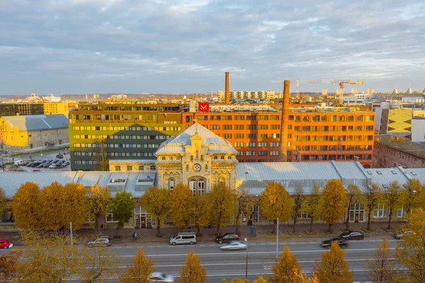 Vue Aérienne Centre Ville Tallinn Soir Ensoleillé Automne Estonie — Photo