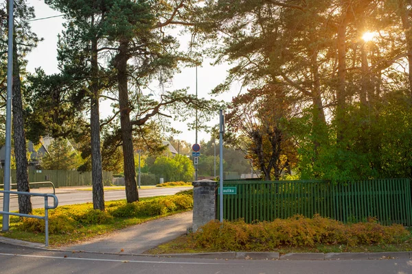 Vue Automne Quartier Calme Nomme Estonien Nmme Tallinn Soirée Automne — Photo