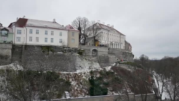 Tallinn Şehir Manzarası Tallinn Toompea Soğuk Bir Kış Gününde Estonya — Stok video