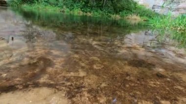 Doğa manzarası. Kum taşı kayalıkları ve Ahja nehri manzarası