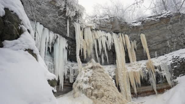 Filmato Una Bella Cascata Ghiacciata Inverno — Video Stock