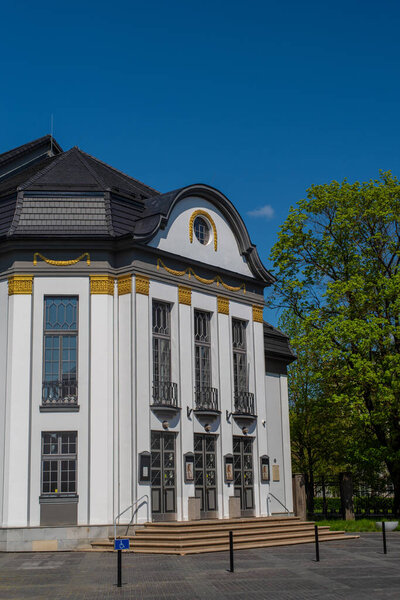 The Small Building of Theatre Vanemuine on a sunny spring day. Art Nouveau-style theatre building with historical milieu is constructed in 1914-1918. Tartu, Estonia.
