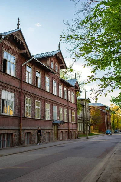 Vackert Gammalt Trähus Nummer Kastani Gata House Där Estnisk Schackspelare — Stockfoto