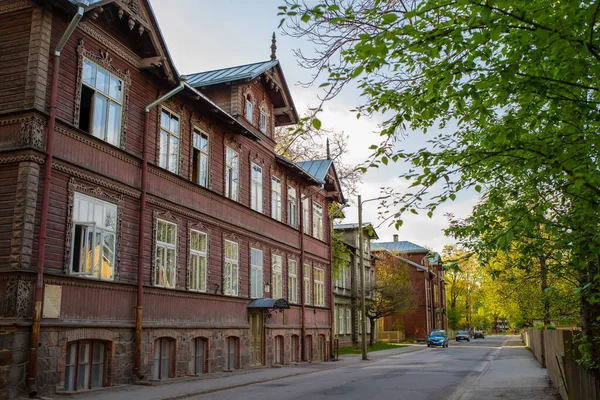 Mooi Oud Houten Huis Nummer Kastani Straat Huis Waar Estse — Stockfoto