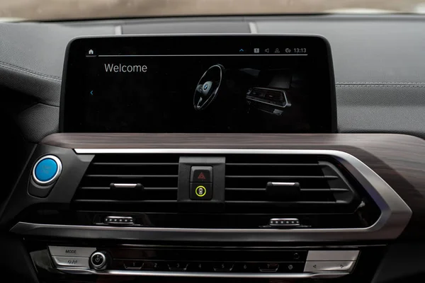 Primo Piano Nuovo Display Controllo Bmw Ix3 Schermo Benvenuto Quadro — Foto Stock