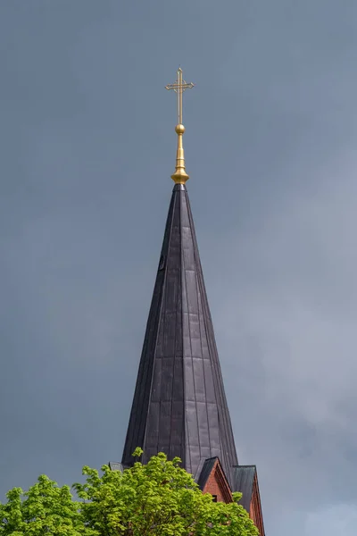 Steeple Του Tartu Peters Εκκλησία Της Εσθονικής Ευαγγελική Λουθηρανική Εκκλησία — Φωτογραφία Αρχείου
