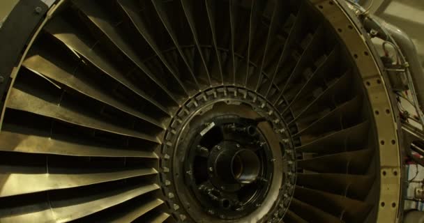 Concept Aircraft Maintenance Close Footage Jet Turbine Engine — Stock Video