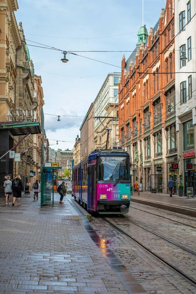 Modern Tramway Helsinki City Centre Sunny Summer Day — Stock Photo, Image