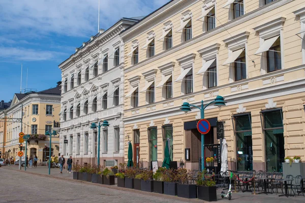 Helsinki Stadsgezicht Historische Gebouwen Pohjoisesplanadi Straat Het Centrum Van Stad — Stockfoto