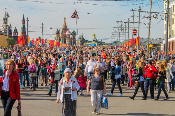 Immortal regiment of Moscow May 9, 2015. 70 Years of Victory