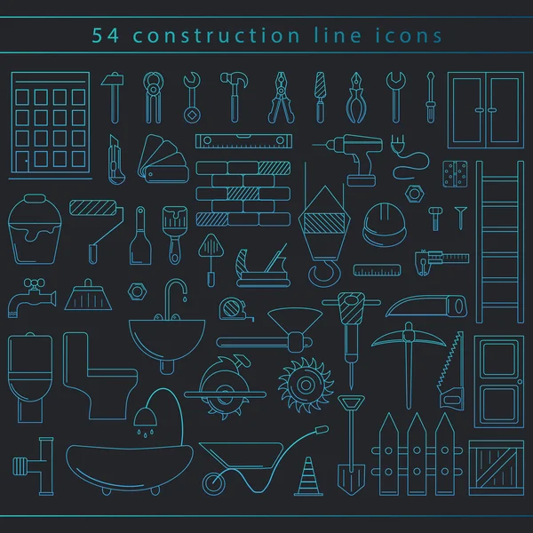 Ícones de linha de construção — Vetor de Stock