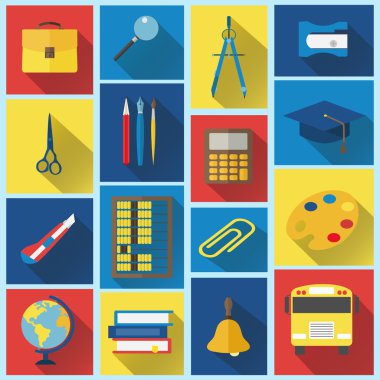 Okul ve eğitim düz kutsal kişilerin resmi ile uzun gölge