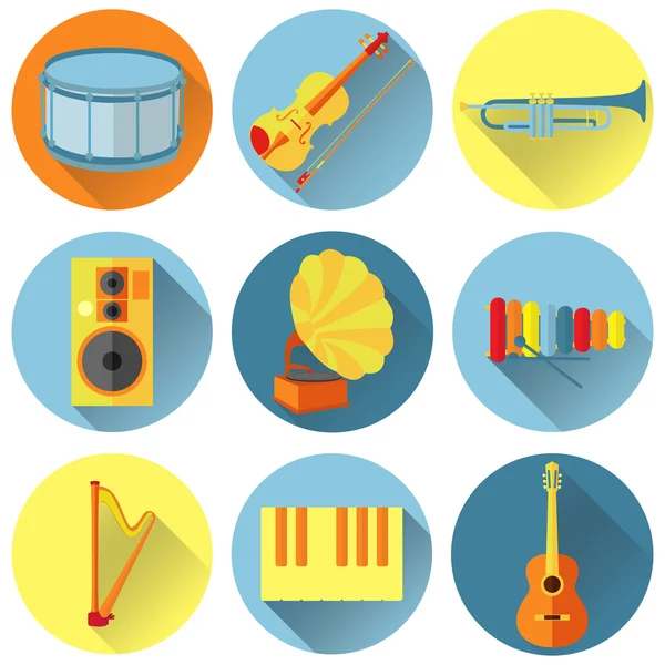 Iconos de música vectorial en estilo plano — Vector de stock