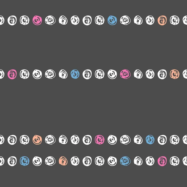 Padrão sem costura abstrato com círculos desenhados brancos e coloridos —  Vetores de Stock