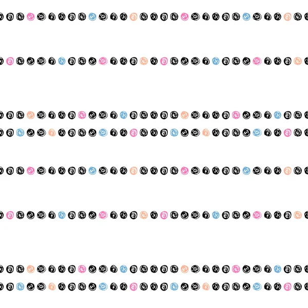 Padrão sem costura abstrato com círculos desenhados pretos e coloridos —  Vetores de Stock
