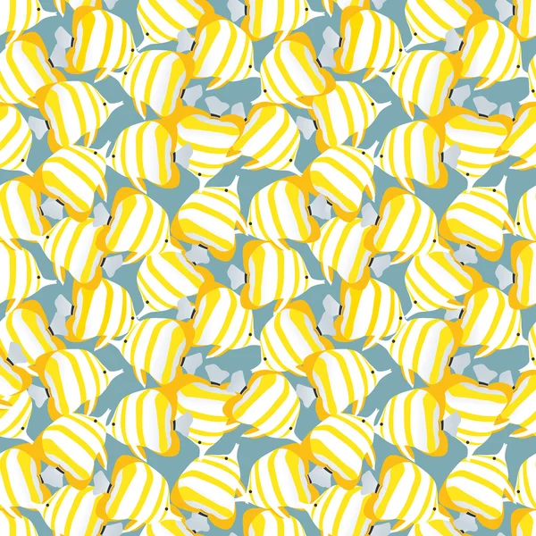 Modèle sans couture avec des poissons jaunes — Image vectorielle