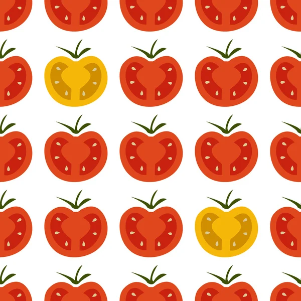 Patrón sin costuras con tomates cherry rojos y amarillos frescos en wh — Vector de stock