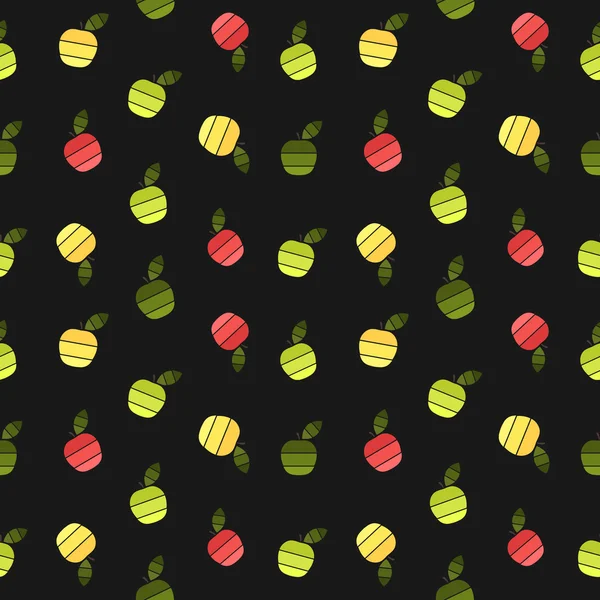 黒地抽象りんごのシームレス パターン — ストックベクタ