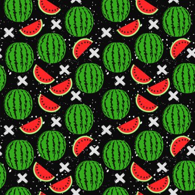 Bütün karpuz ve dilimleri desen.