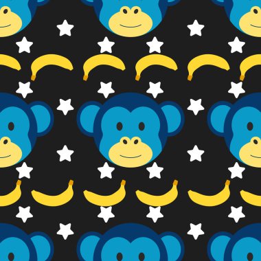 Seamless doodle monkey pattern