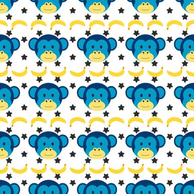 Seamless doodle monkey pattern