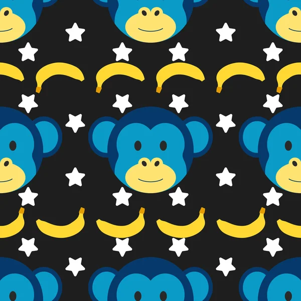 Seamless doodle monkey pattern — Stock Vector
