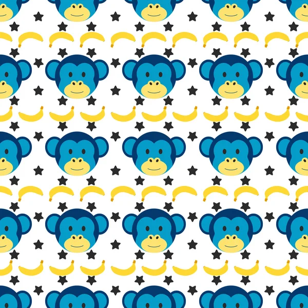 Seamless doodle monkey pattern — ストックベクタ