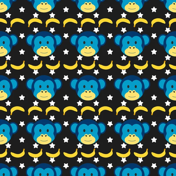 Seamless doodle monkey pattern — Stock Vector