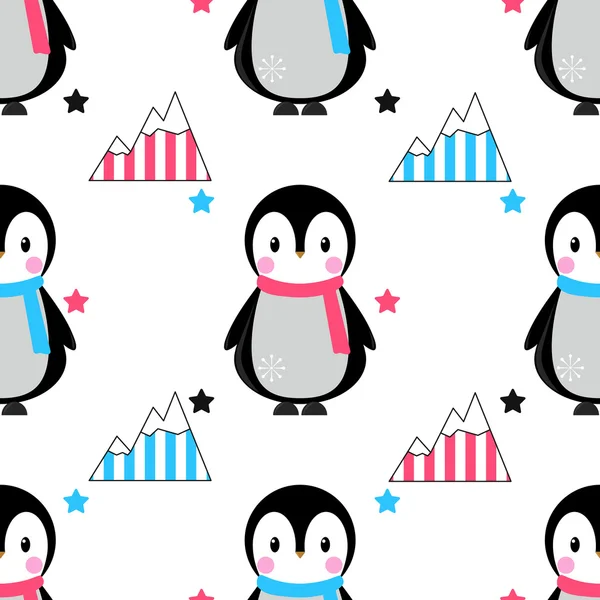 Modèle de pingouin sans couture — Image vectorielle