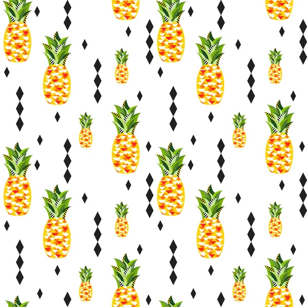 无缝矢量菠萝花纹 — 图库矢量图片