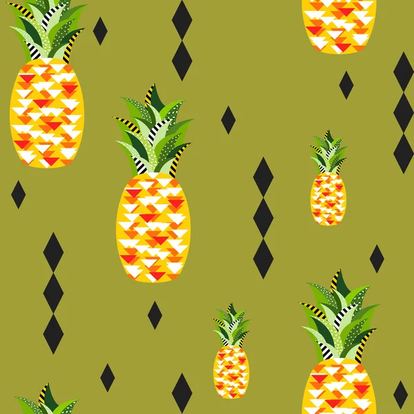 Naadloze Vector ananas patroon — Stockvector