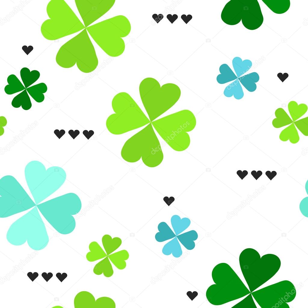 pattern with four leaf clover leaves ストックベクター