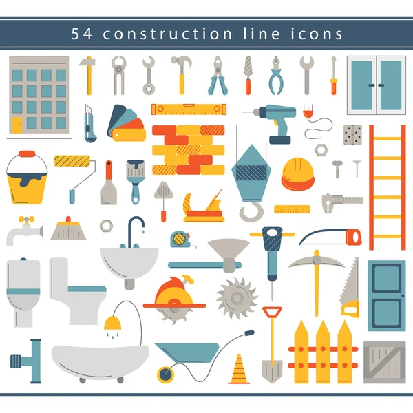 Iconos de línea de construcción — Vector de stock