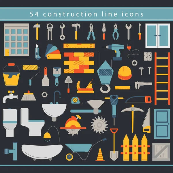 Iconos de línea de construcción — Vector de stock