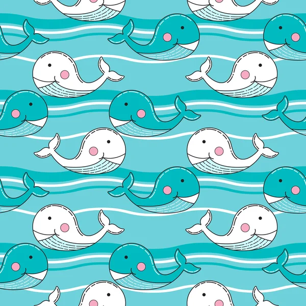 Cartoon whale pattern — Wektor stockowy