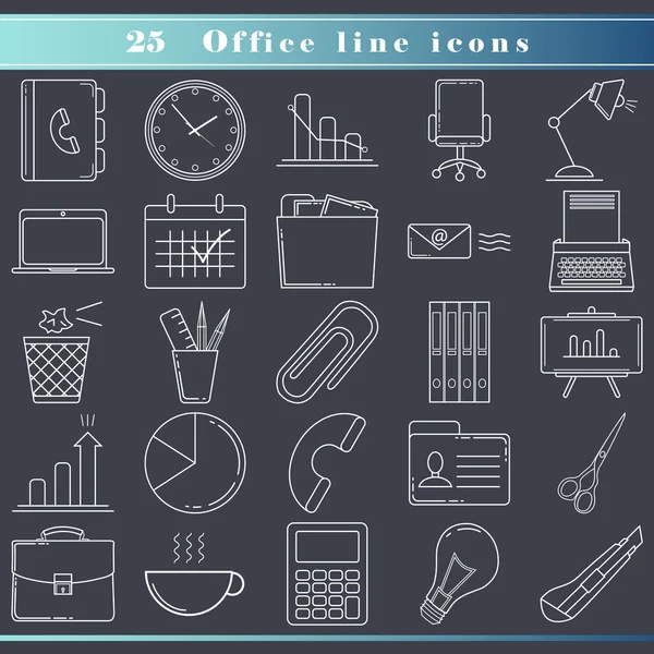 Iconos de línea de oficina — Vector de stock