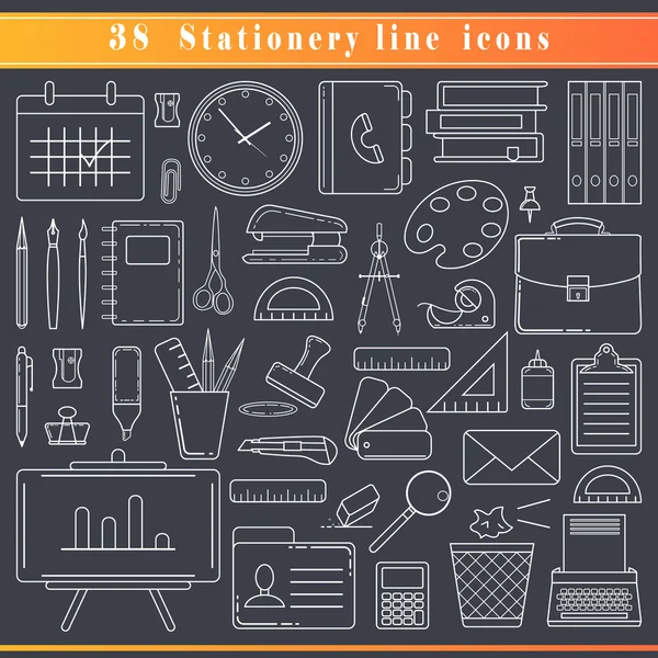 Iconos de línea de papelería — Vector de stock